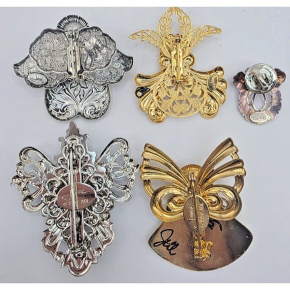 Jane AOL Guardian Angel Pin Brooches Silver & Gold Tone Faux Pearl Lot of 5 Xmas - Picture 15 of 15